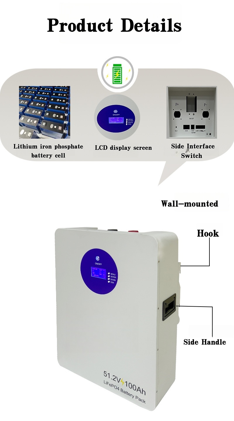 Factory Direct Sale Wall-Mounted Home Energy Storage Generator Hybrid Off-Grid Solar 25.6V/51.2V Brand New Grade Customizable
