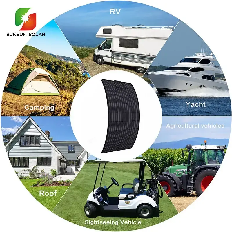 500W 520W 40V ETFE Flexible Frameless Full Black Monocrystalline Silicon Solar Panel for Balcony RV Boat for Outdoor Use