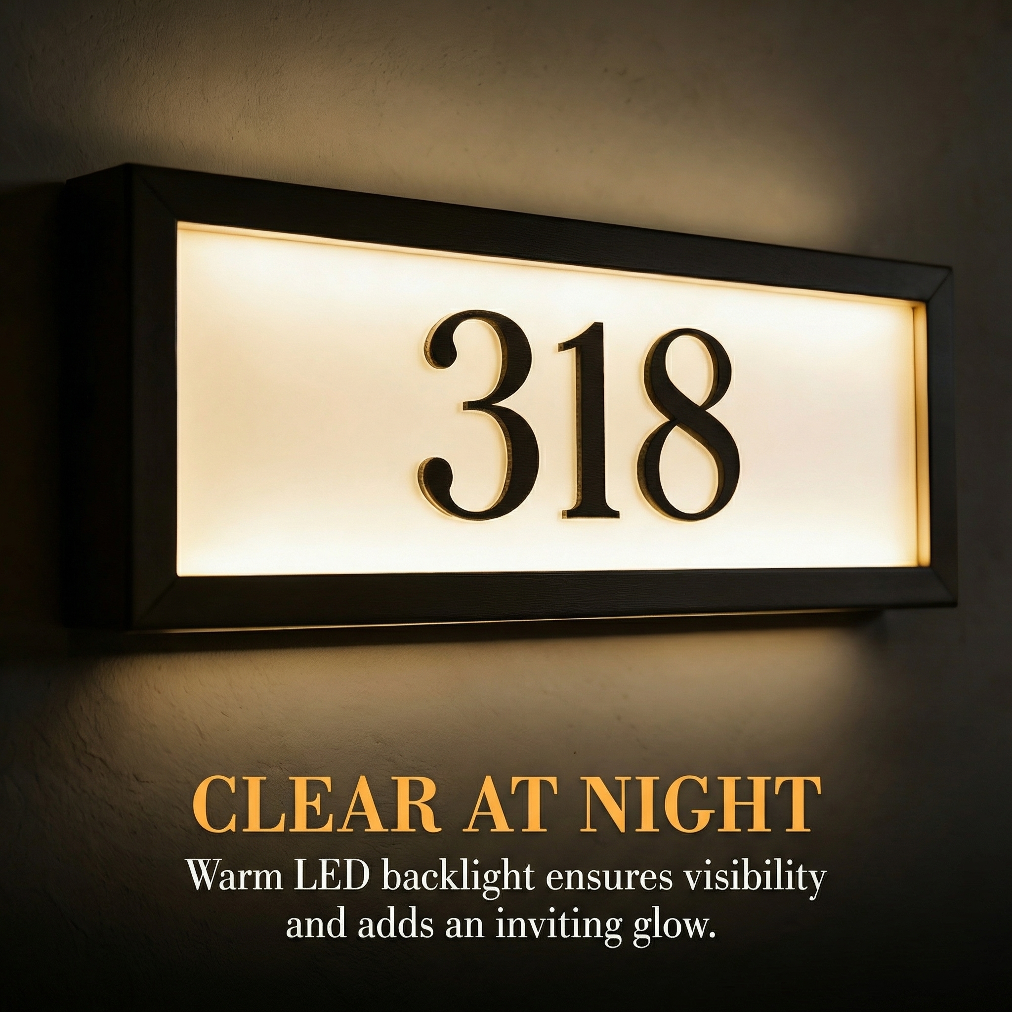 Modern Solar Address Signs &amp; Eco-Friendly House Numbers IP65 Waterproof Solar Powered For Outdoor Wall Mounting