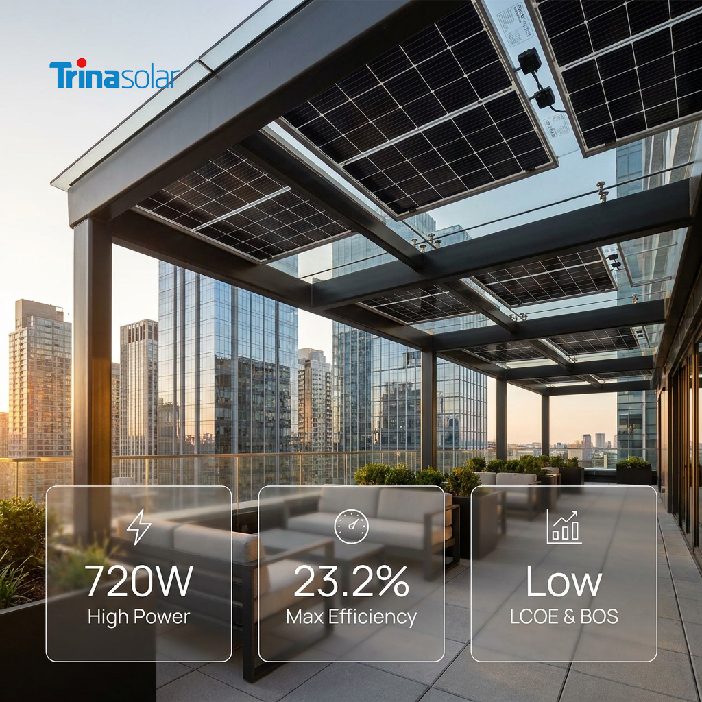 Trina Solar Vertex N 695W 700W 710W 720W Monocrystalline Solar Panel N-type I-TOPCon High Efficiency PV Module