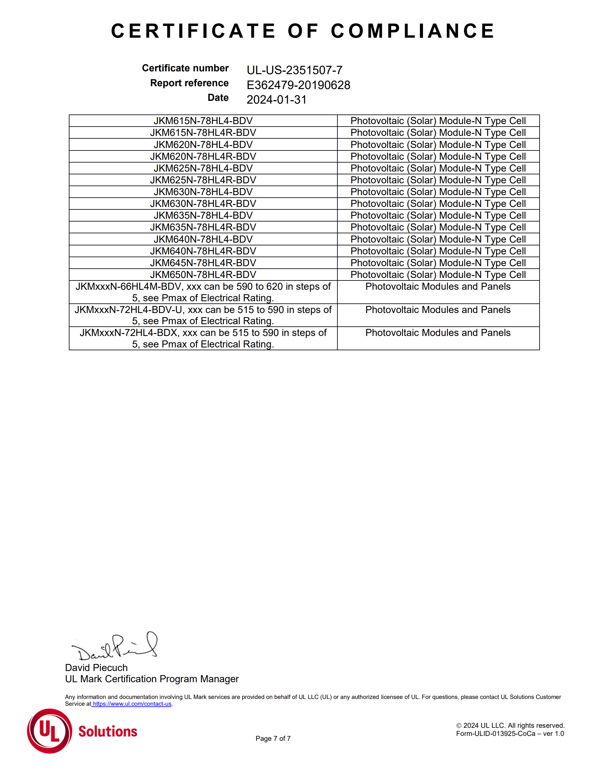 Product Safety Standard Cert