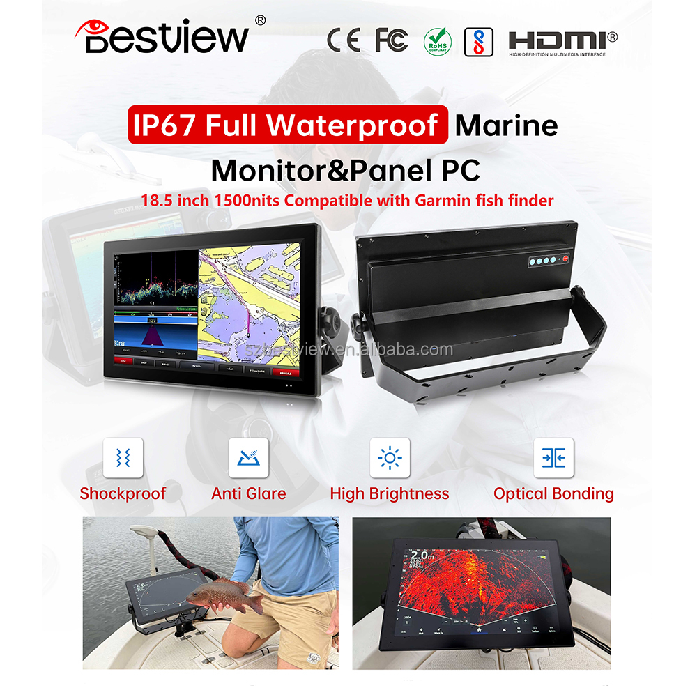 21.5Inch Marine Monitor Touchscreen Display Via Gps Plotter GGarmin Fish Finder Marine Gps Navigator Anti-glare Coatings