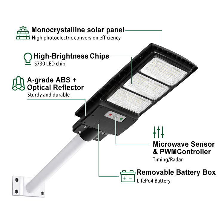 Wholesale Product Bright 30W 60W 90W 120W 3000-6500K Modern Novel Design Landscape Led Split Solar Street Light
