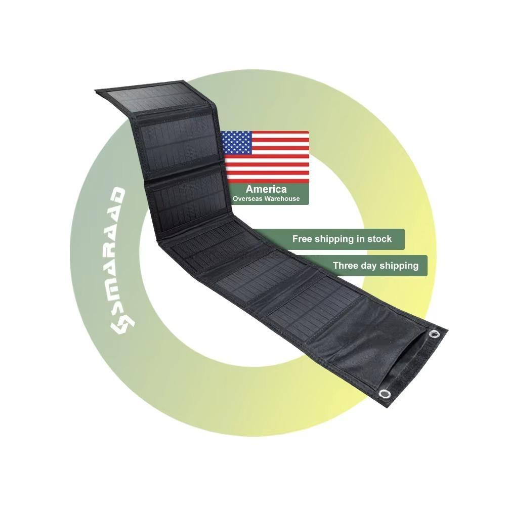US Stock Fast Shipping 60W Portable Foldable Solar Panel Monocrystalline USB Output for Outdoor Emergency Power Bank Charging