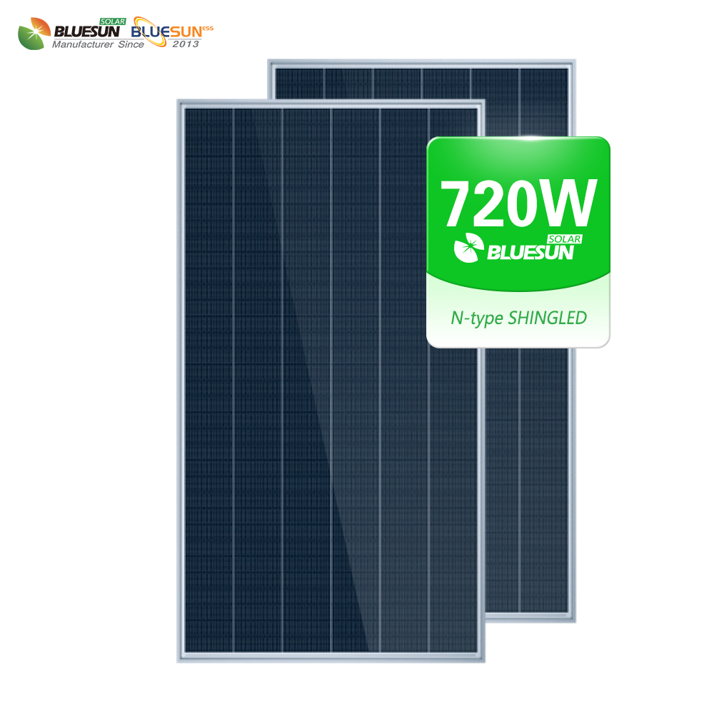 Bluesun Best Price Solar Panel New Stock 700W 720W Monocrystalline Solar Panels Shingled N-type Bifacial Solar Panels