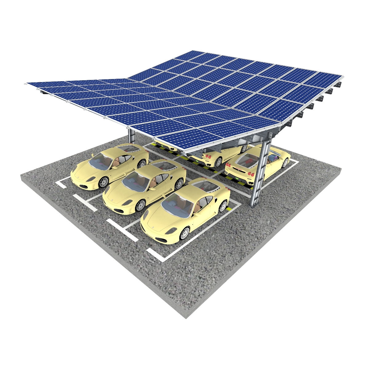 OEM Wholesale Price Warranty Solar Panel Car Port 10 Years AL6005-T5 Aluminium Structure Solar Roof System Concrete Foundation