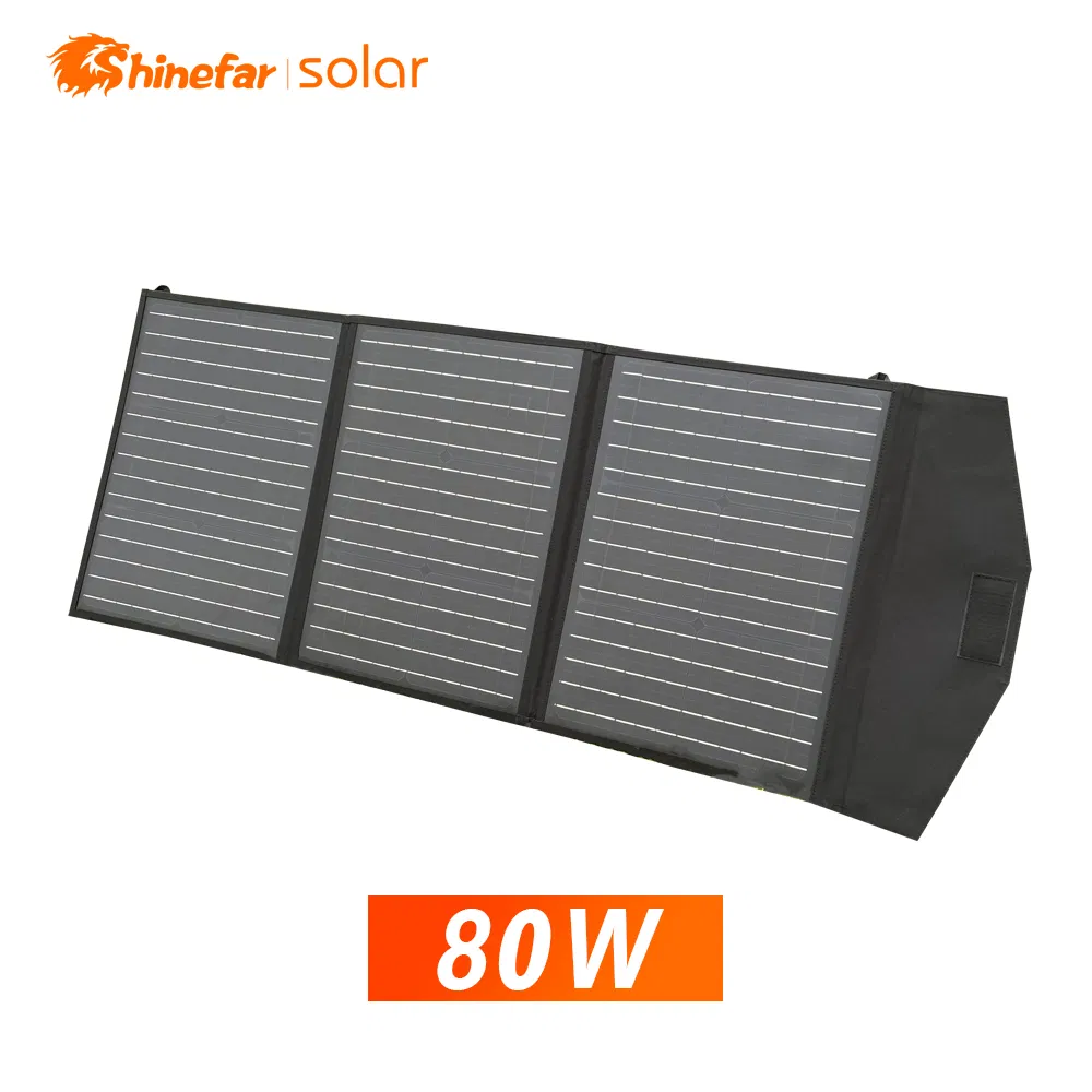 Shinefar 80W Foldable Solar Panel with Black Colour Outdoor Fast Charge