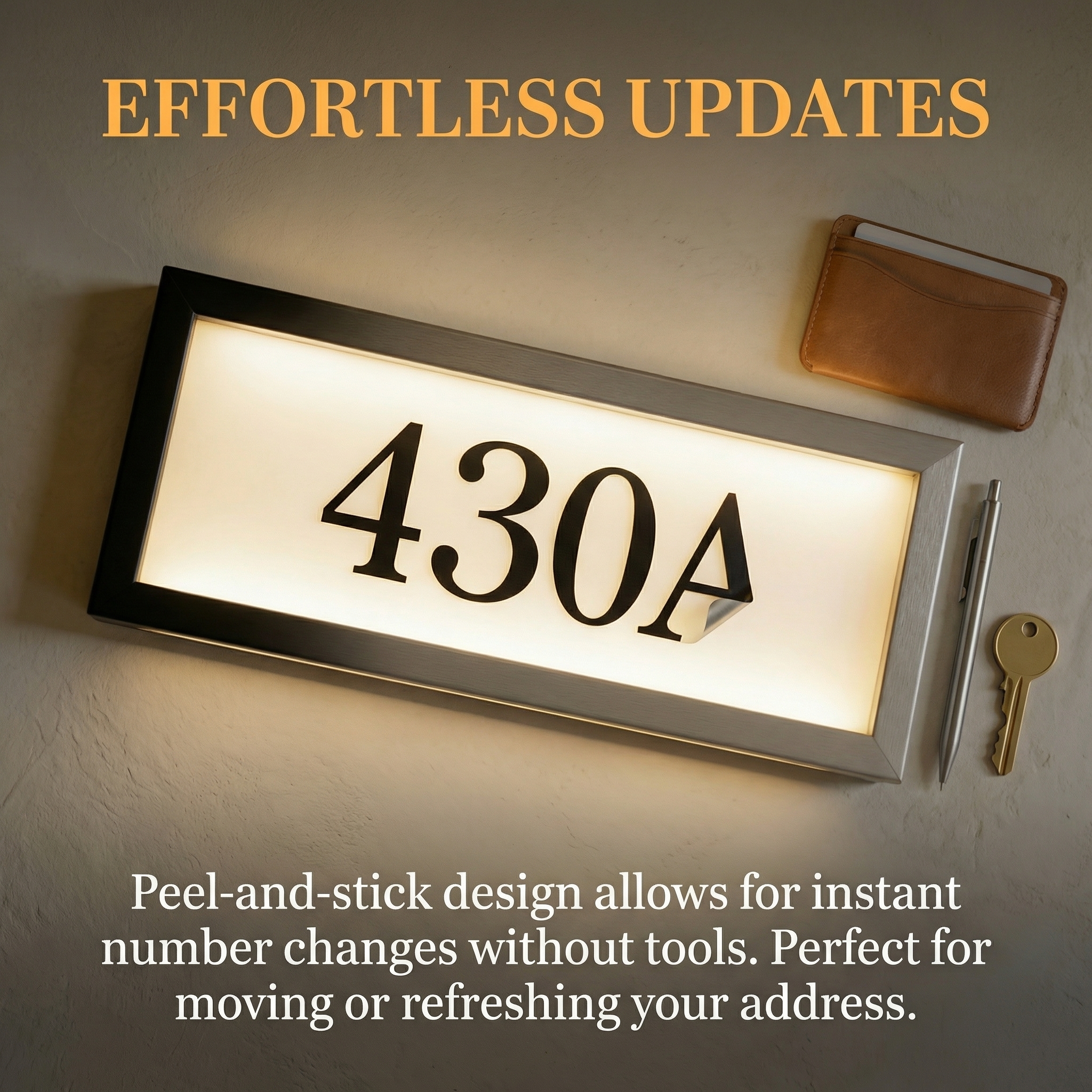 Modern Solar Address Signs &amp; Eco-Friendly House Numbers IP65 Waterproof Solar Powered For Outdoor Wall Mounting