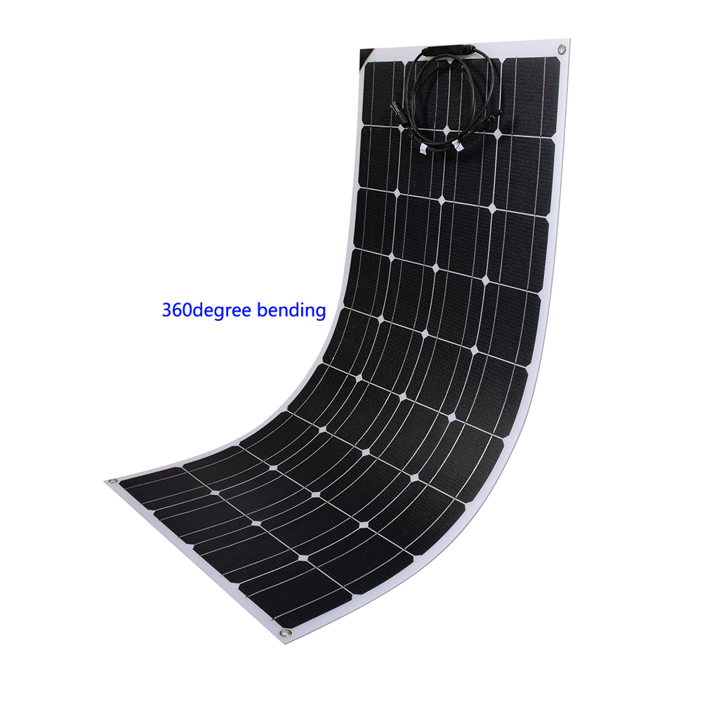 100W Marine Flexible Solar Panel ETFE Monocrystalline 12V Solar Battery Charger for Boat Yacht RV Caravan Roof Curved Surface