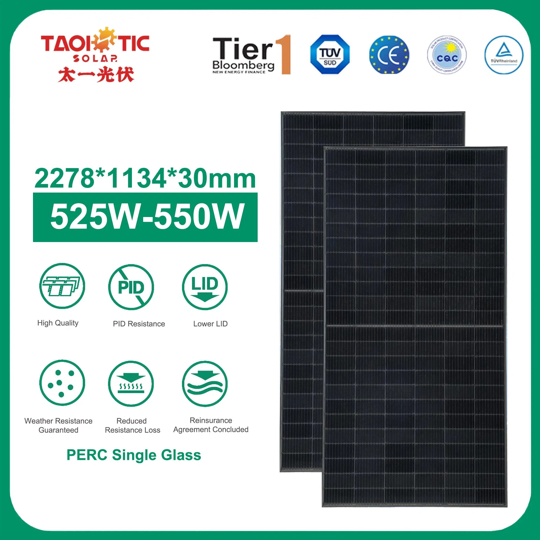 TUV, CQC, Industrial Taoistic Sea-Worthy Packaging Polycrystalline Solar Mono PV Panel