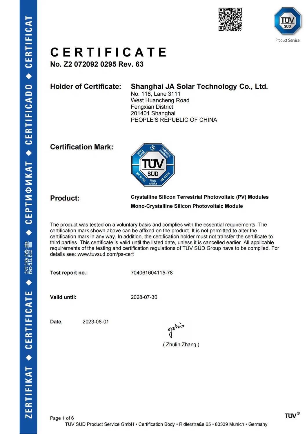 Solar Panel Industry Certifications