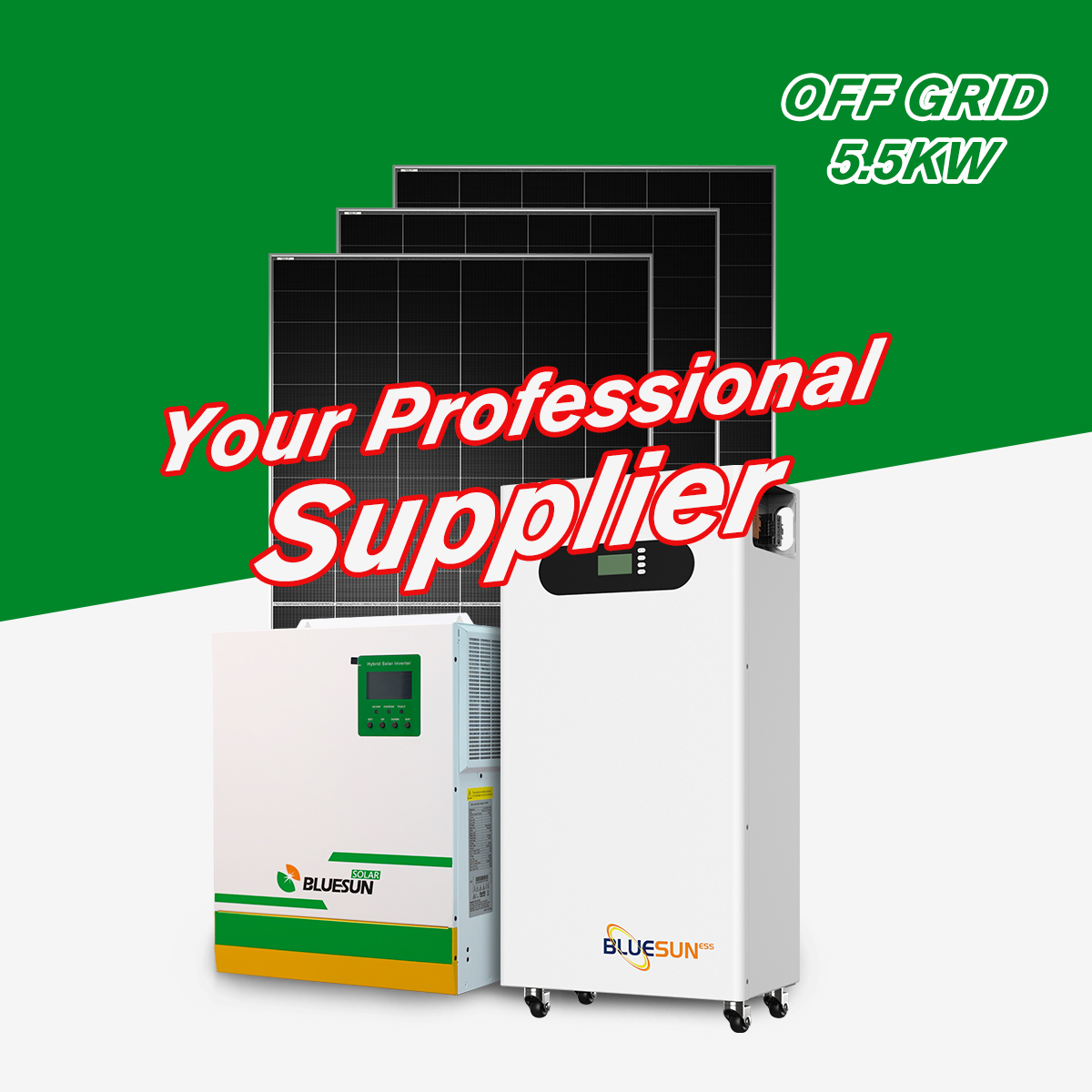 5.5kw Solar Panel Power off Grid Single Phase Solar Inverter System 48v Lithium Battery Pack Customized Battery Capacity