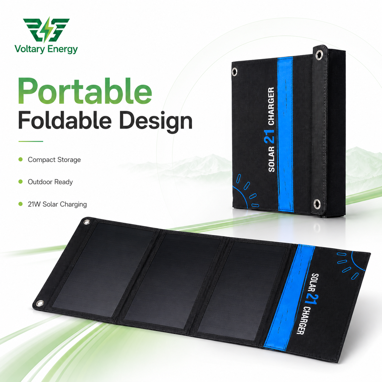 Portable 21W Foldable Solar Panel Outdoor Camping Mobile Power Bank USB Charging 24% Efficiency Photovoltaic Storage