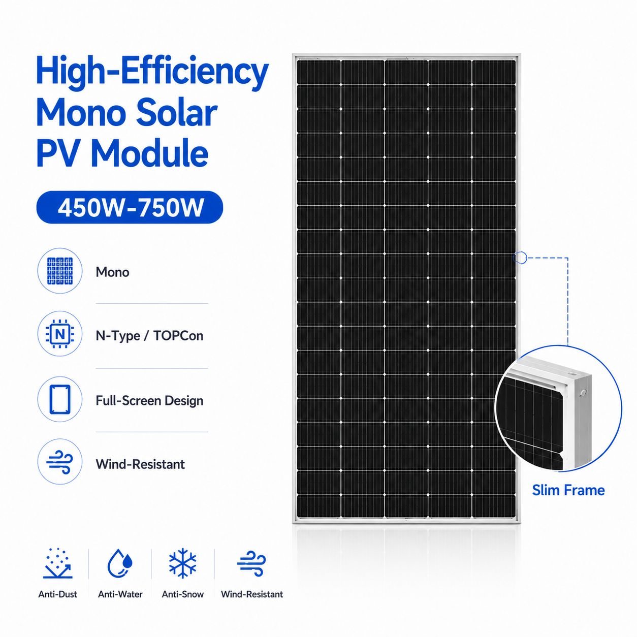 420w 450w Bifacial Solar Panel 700w 720w 600w Solar Panels Bifacial Solar Panel Monocrystalline 500w 550w