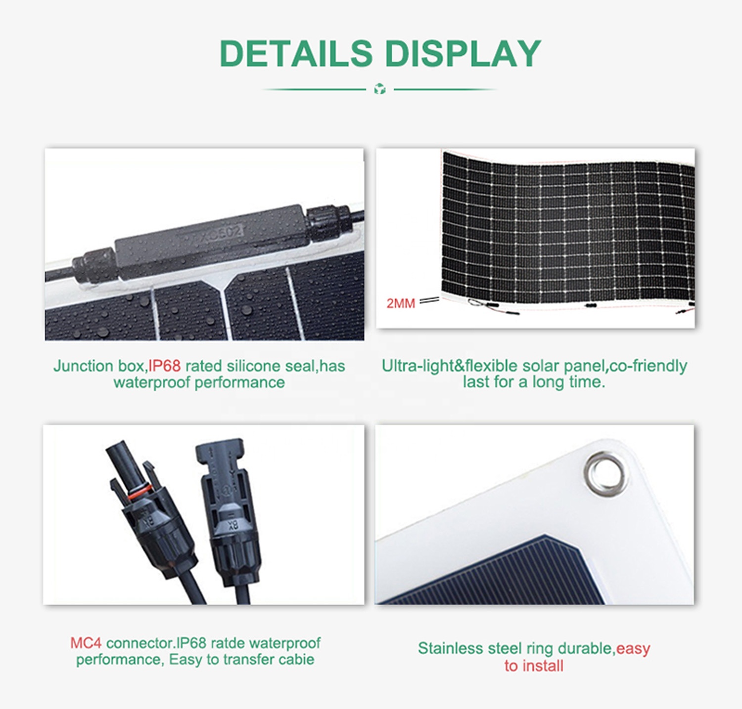 Factory Price 520W Light Weight Rollable Thin Film Flexible Home Use Solar Roof Solar Panels Flexible Solar Panels