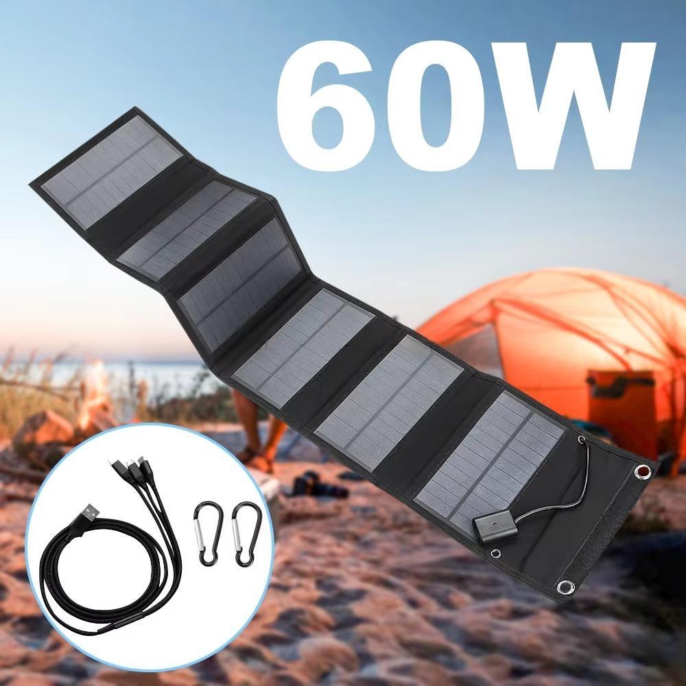 US Stock Fast Shipping 60W Portable Foldable Solar Panel Monocrystalline USB Output for Outdoor Emergency Power Bank Charging