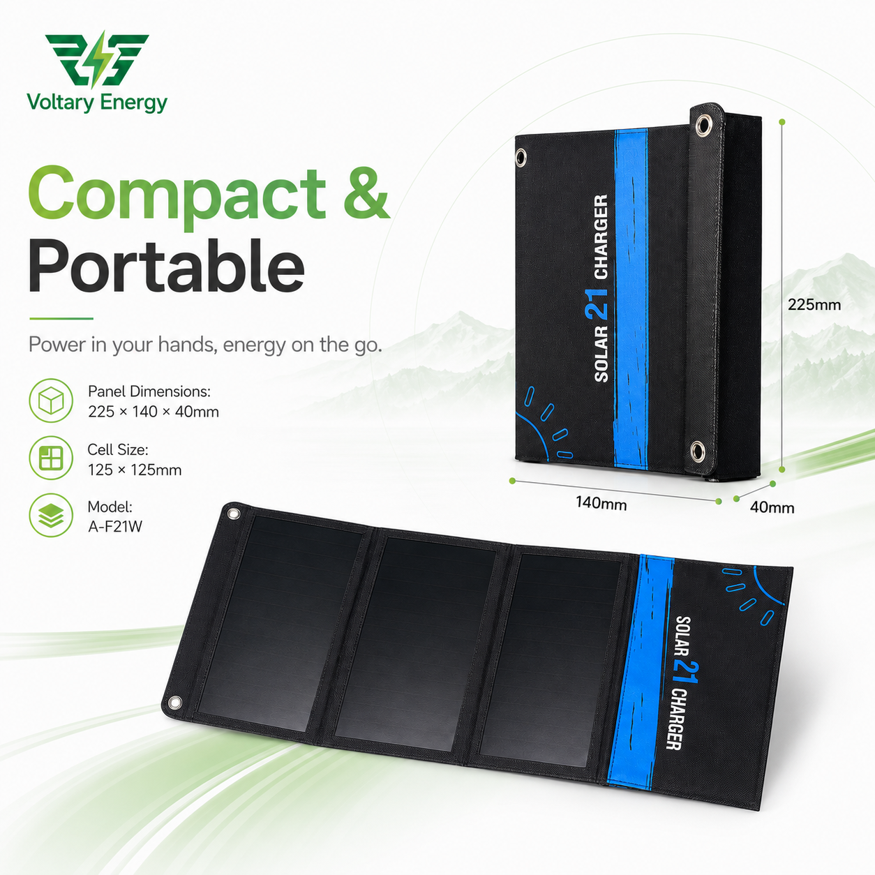 Portable 21W Foldable Solar Panel Outdoor Camping Mobile Power Bank USB Charging 24% Efficiency Photovoltaic Storage