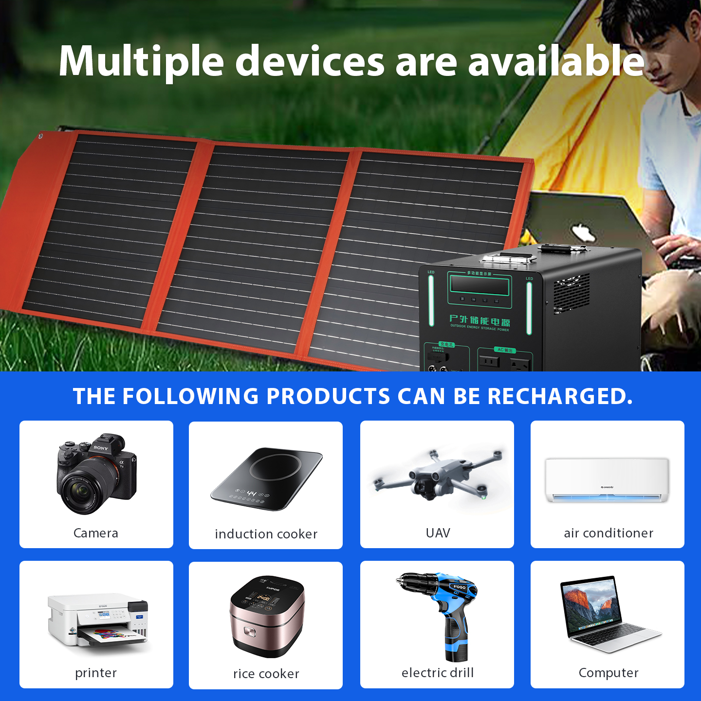 Portable Foldable 500W Solar Panel Camping Power Station High Efficiency Monocrystalline