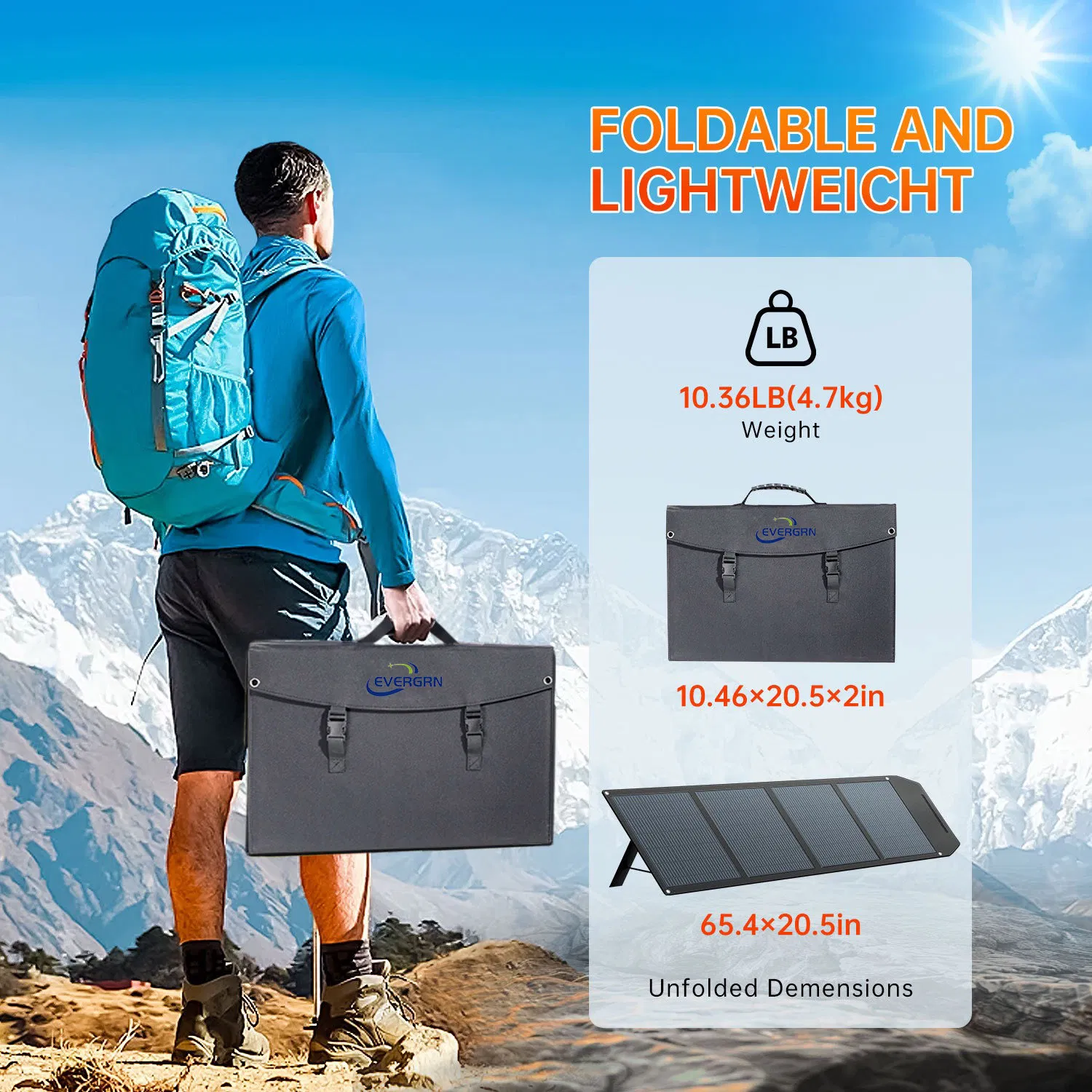 120 Watt Super Lightweight Foldable Mobile Solar Panel Suitcase for Travel Camping