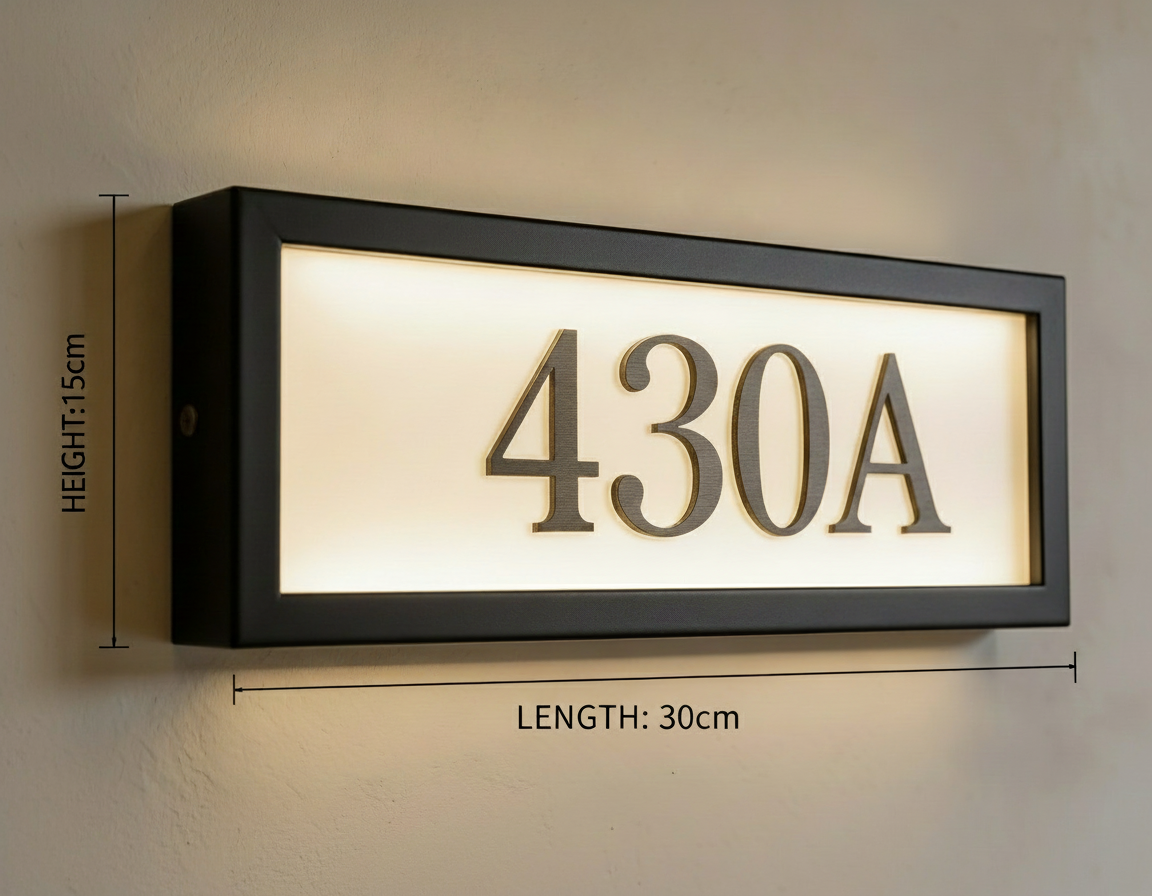 Modern Solar Address Signs &amp; Eco-Friendly House Numbers IP65 Waterproof Solar Powered For Outdoor Wall Mounting