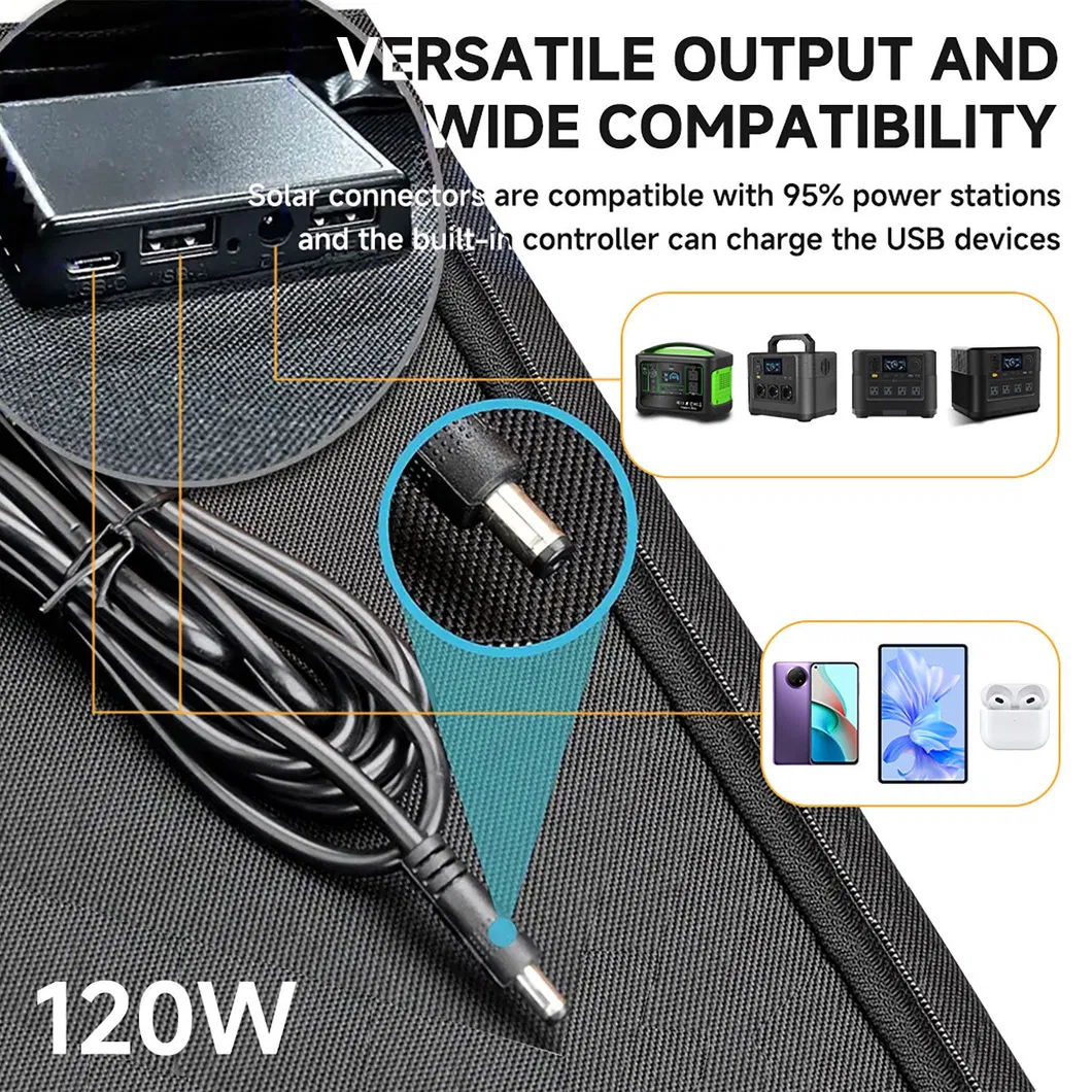120 Watt Super Lightweight Foldable Mobile Solar Panel Suitcase for Travel Camping