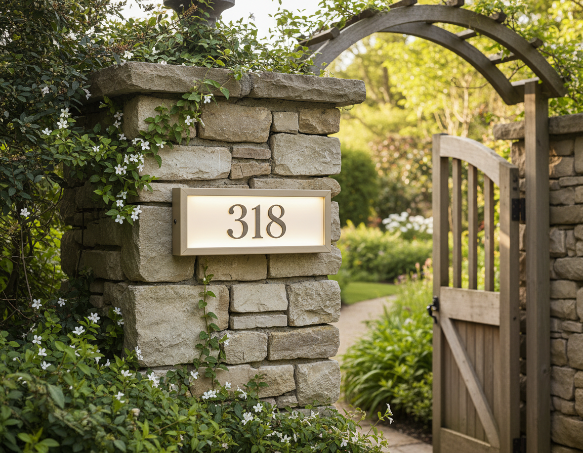 Modern Solar Address Signs &amp; Eco-Friendly House Numbers IP65 Waterproof Solar Powered For Outdoor Wall Mounting