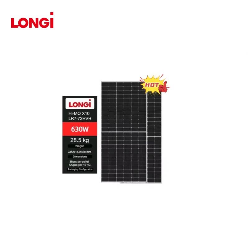Longi Hi-MO X10 Explorer LR7-72HVH-630M With Monocrystalline Silicon Photovoltaic Panel N-Type HPBC 2.0 Technology