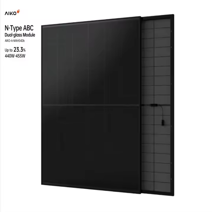 Aiko Solar Neostar 3S+54 Dual-Glass Module 460W 465w 470w 475w 480w 485w 490w N Type ABC Bifacial Full Black Solar Panels