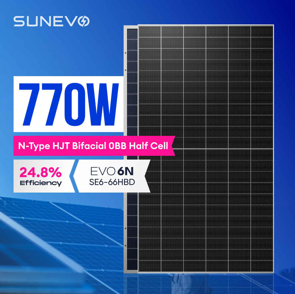 Tier 1 Quality 700W-770W N-Type HJT Bifacial Solar Panel 30 Year Warranty Utility-Scale Photovoltaic Solar System