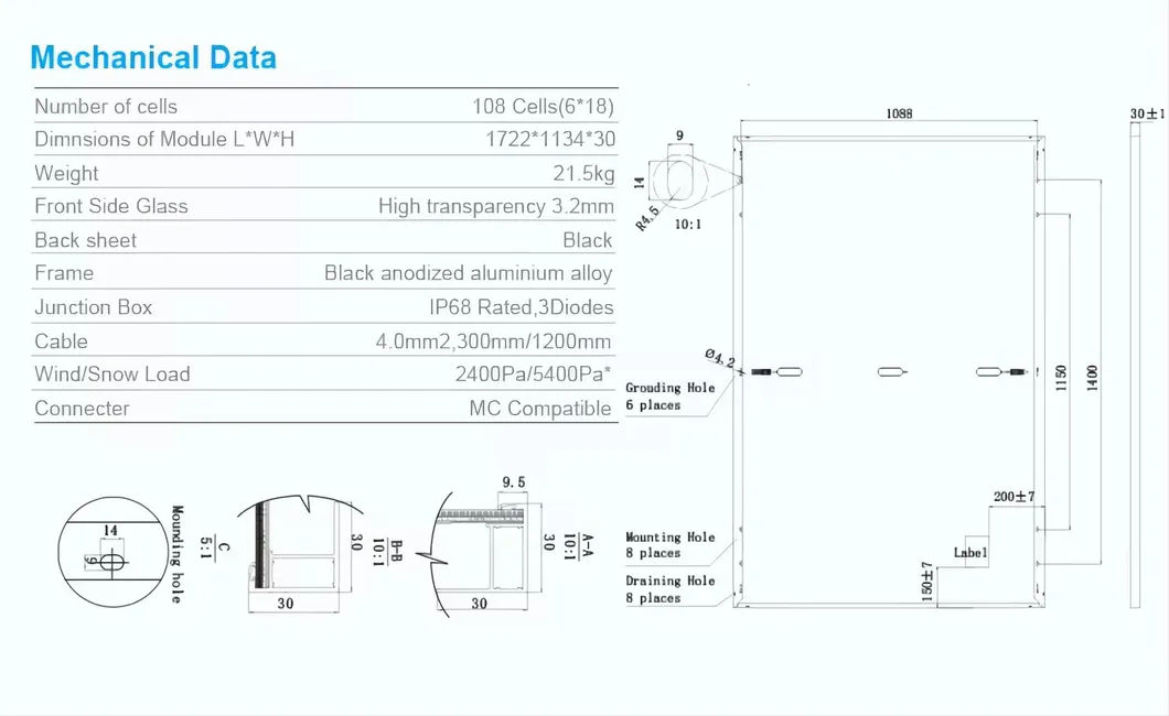 Mono Professional Factory Half Cut PV Module A Grade Monocrystalline Solar Panels