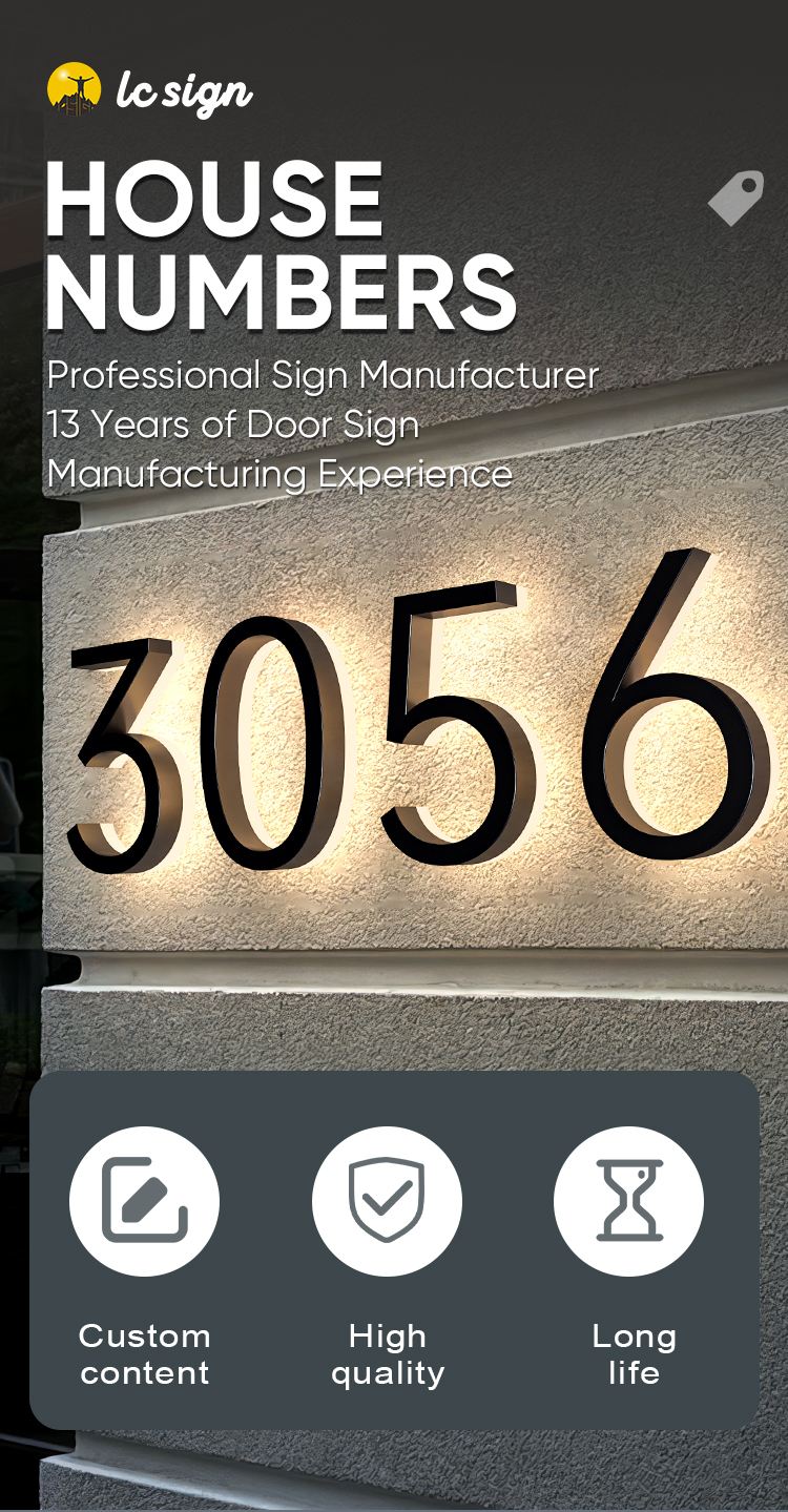 Outdoor waterproof acrylic led house number light