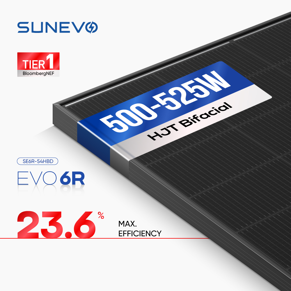 Sunevo High Efficiency Hjt Bifacial Solar Panel 500W 510W 520W Smart All Black Solar Pv Modules European Warehouse