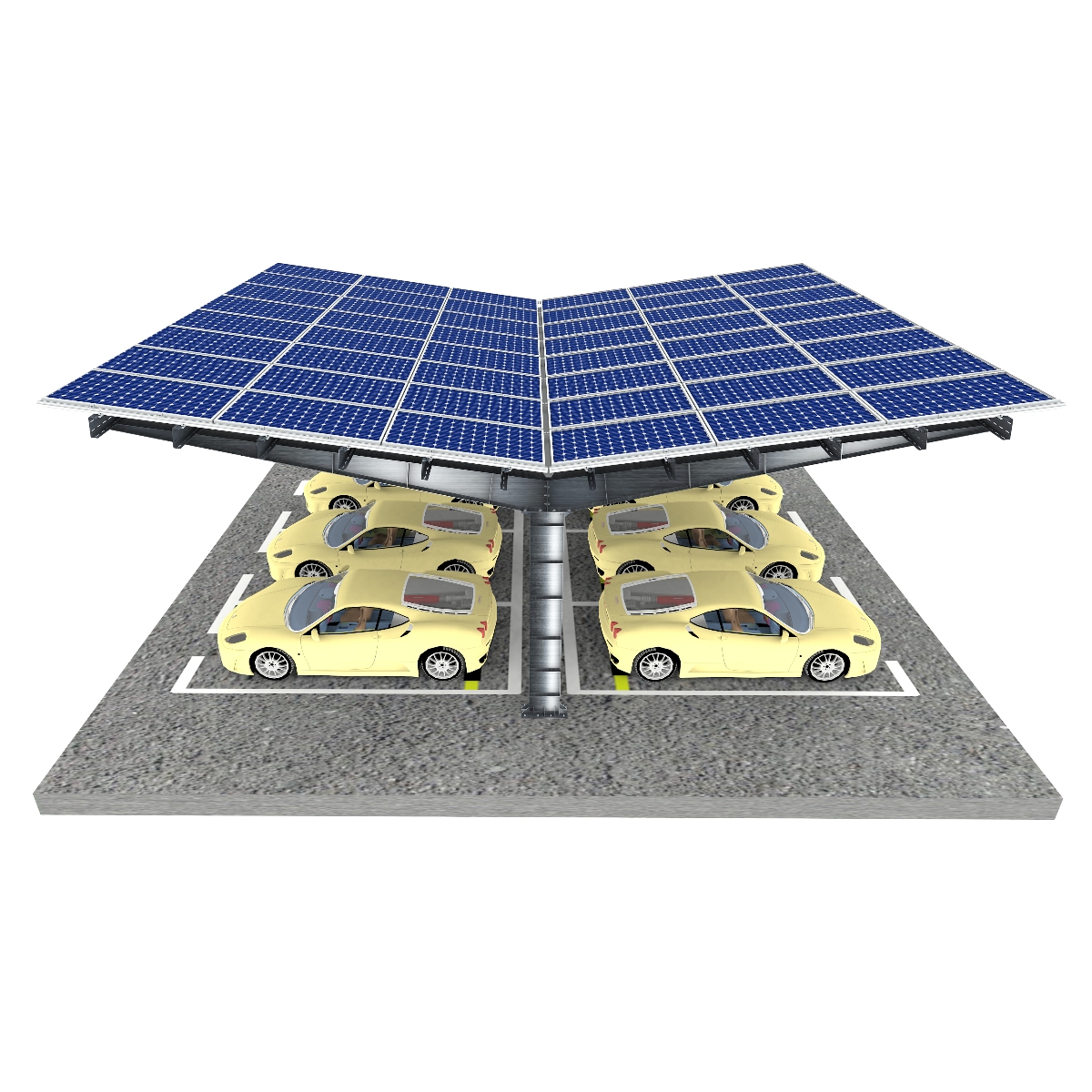 OEM Wholesale Price Warranty Solar Panel Car Port 10 Years AL6005-T5 Aluminium Structure Solar Roof System Concrete Foundation