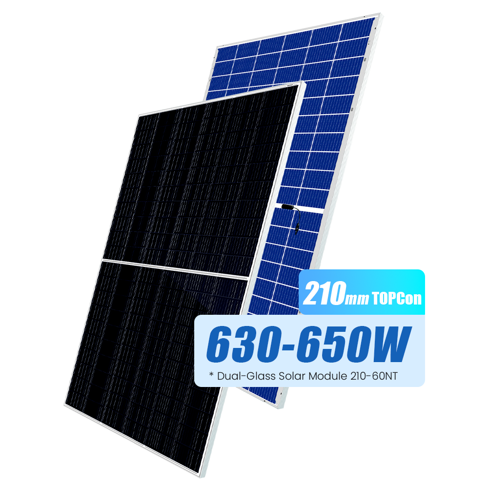 High Efficiency 650W Bifacial Solar Panel Monocrystalline Half Cell Double Glass PV Module for Solar System