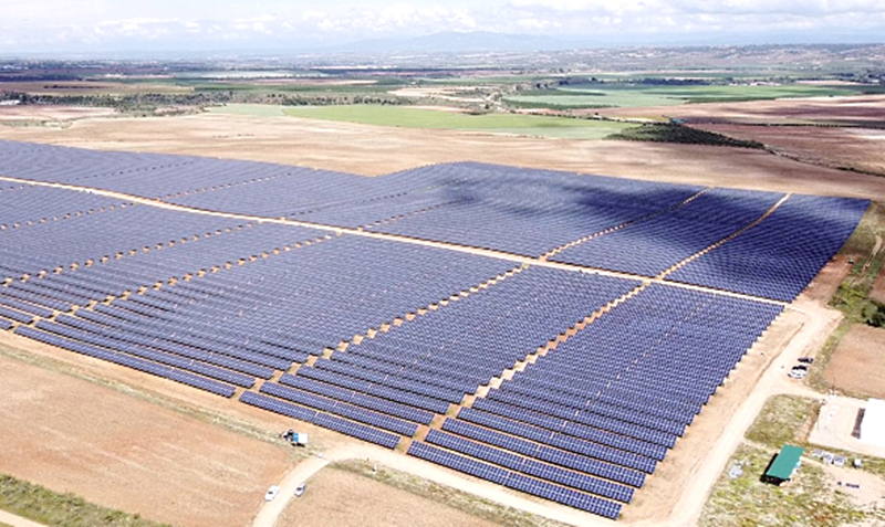 Ground Mounted Solar Panels Close-Up