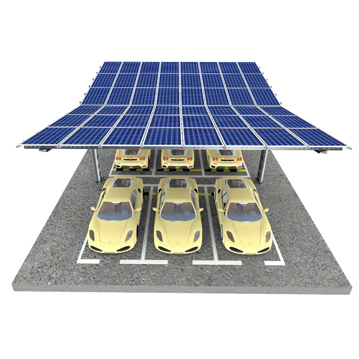OEM Wholesale Price Warranty Solar Panel Car Port 10 Years AL6005-T5 Aluminium Structure Solar Roof System Concrete Foundation