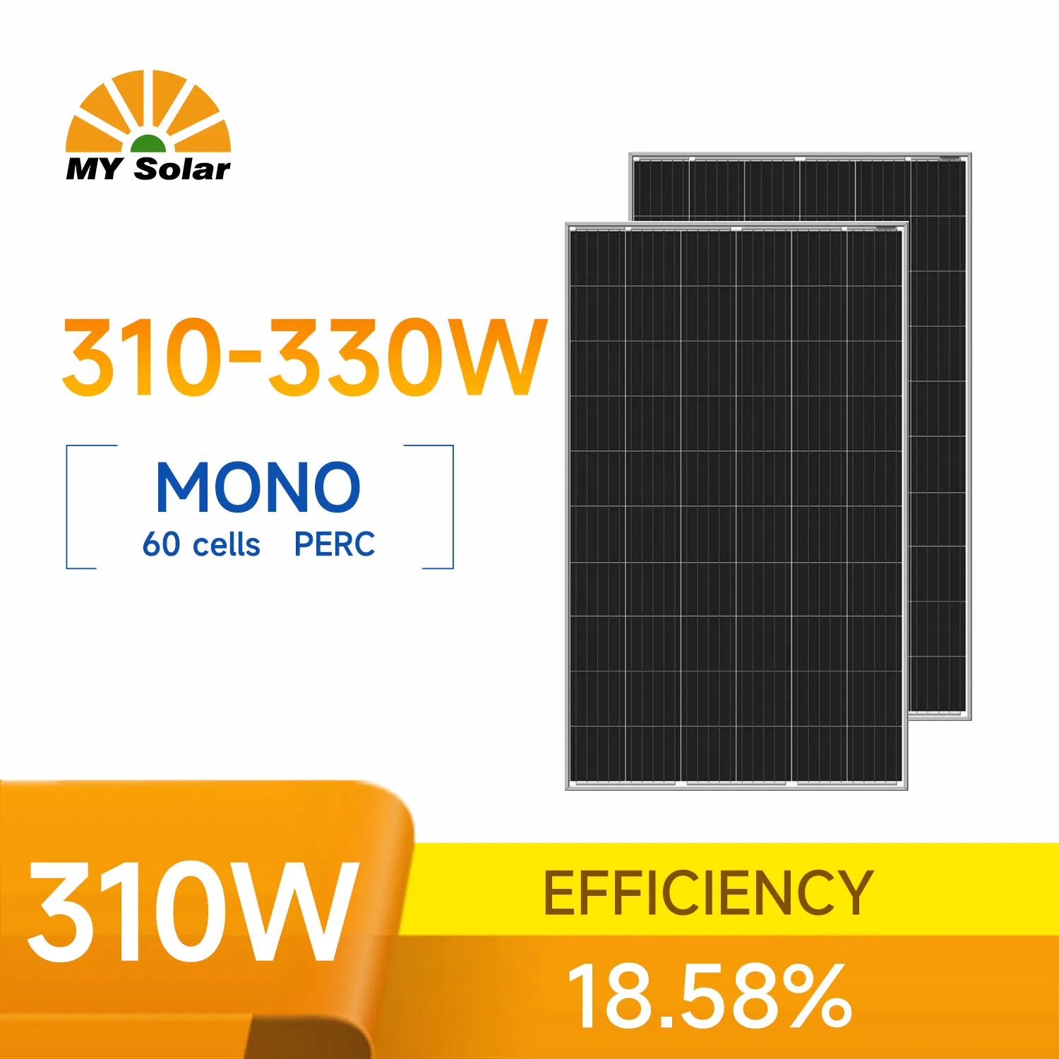 Mypvtech Perc Solar Panels 310W 320W 330watts P Type Monocrystalline Bifacial Solar Panels