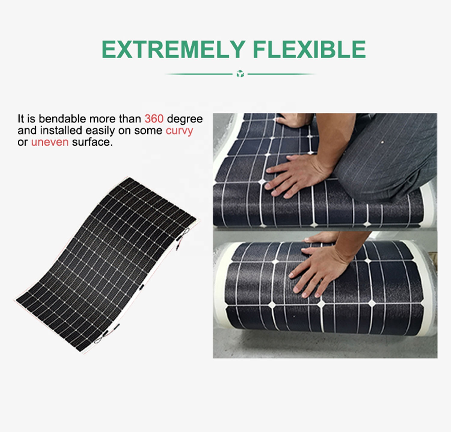 Factory Price 520W Light Weight Rollable Thin Film Flexible Home Use Solar Roof Solar Panels Flexible Solar Panels