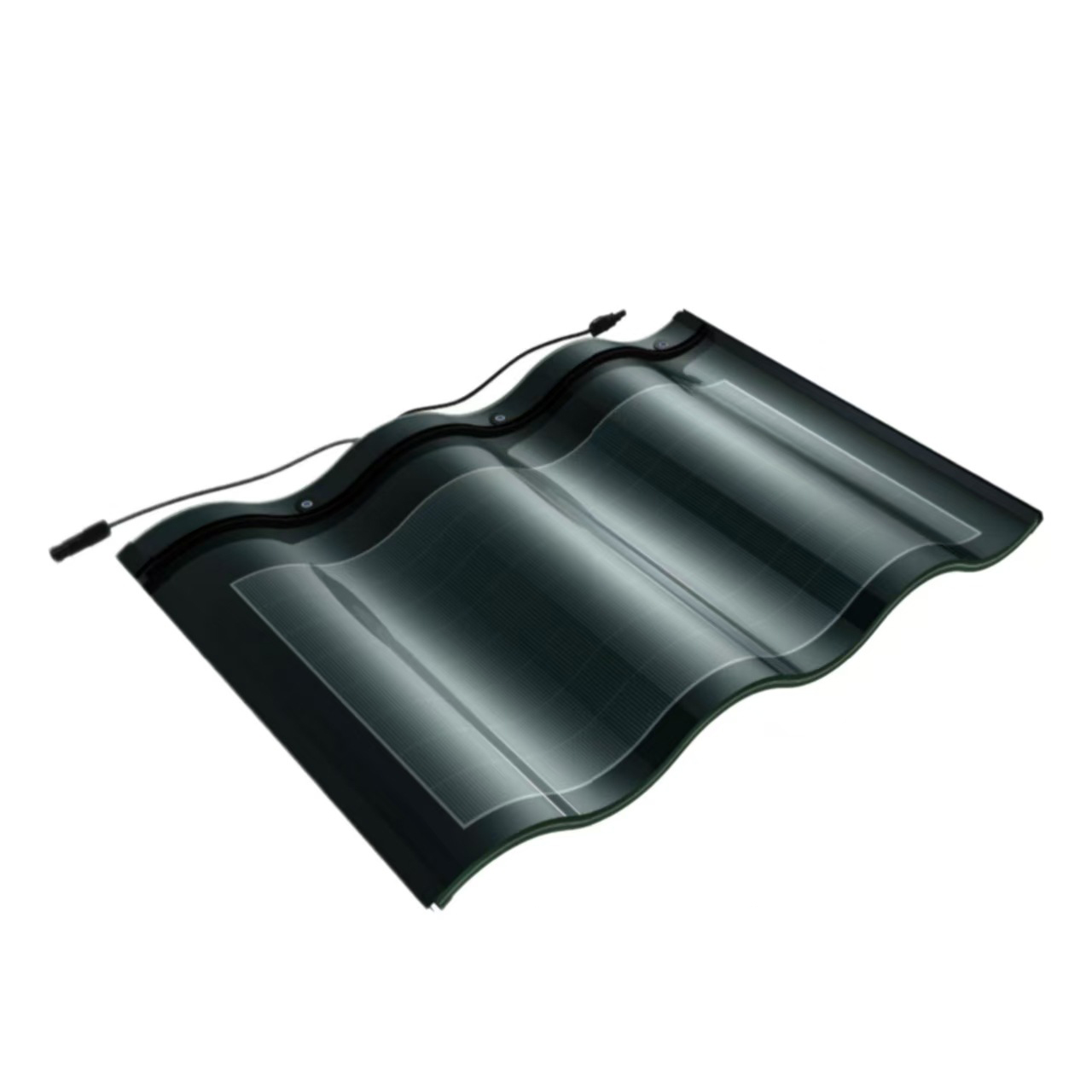 SHENHAUR OEM Curved Solar Roof Tile System Photovoltaic Panel 60W HJT Mono PV Triple Arched Solar Tile for Resort Roofing System
