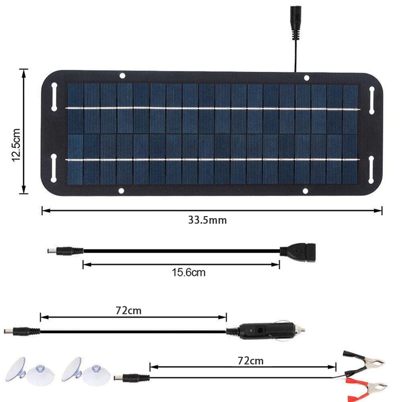 Factory Price Photovoltaic Waterproof Solar Panel 6W 12V Outdoor Solar Panel for RV Boat Motorcycle