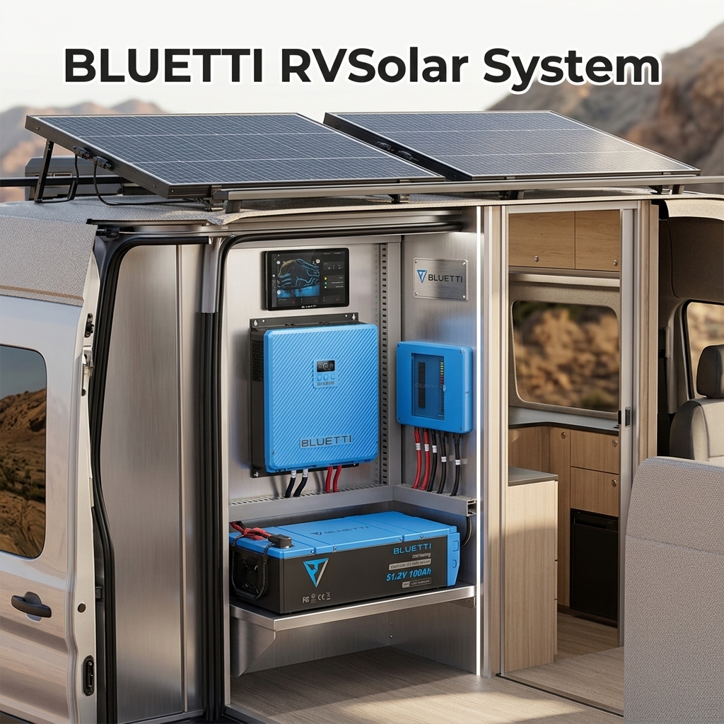 120V 230V Complete Off-Grid Solar Kit For RV 5kW Inverter Expanded To 122kWh LiFePO4 Battery With MPPT Charge Controller BLUETTI