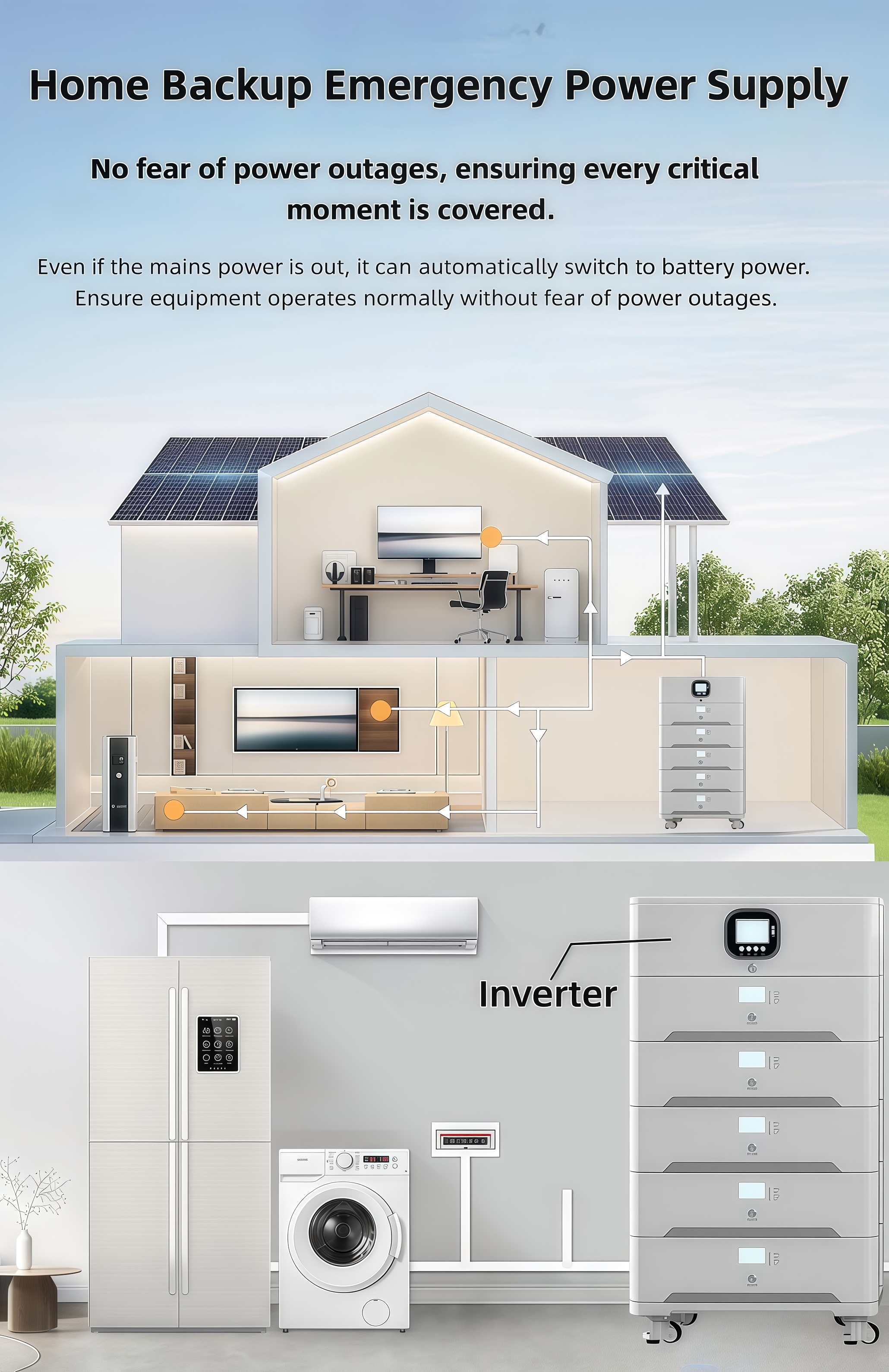 Plug And Play Stackable Hybrid Solar Inverter System 10kW 5kWh-30kWh Off Grid All-in-One Energy Storage System For Residential