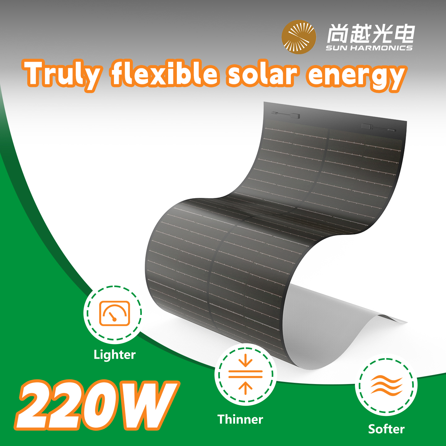 Factory Direct Price for Global Wholesale Buyers,220W Flexible Solar Panels Waterproof Thin Flexible Solar Panel