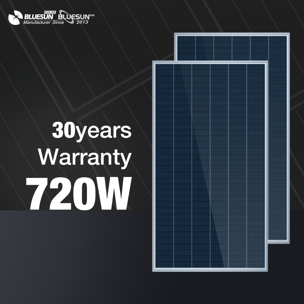 Bluesun Best Price Solar Panel New Stock 700W 720W Monocrystalline Solar Panels Shingled N-type Bifacial Solar Panels