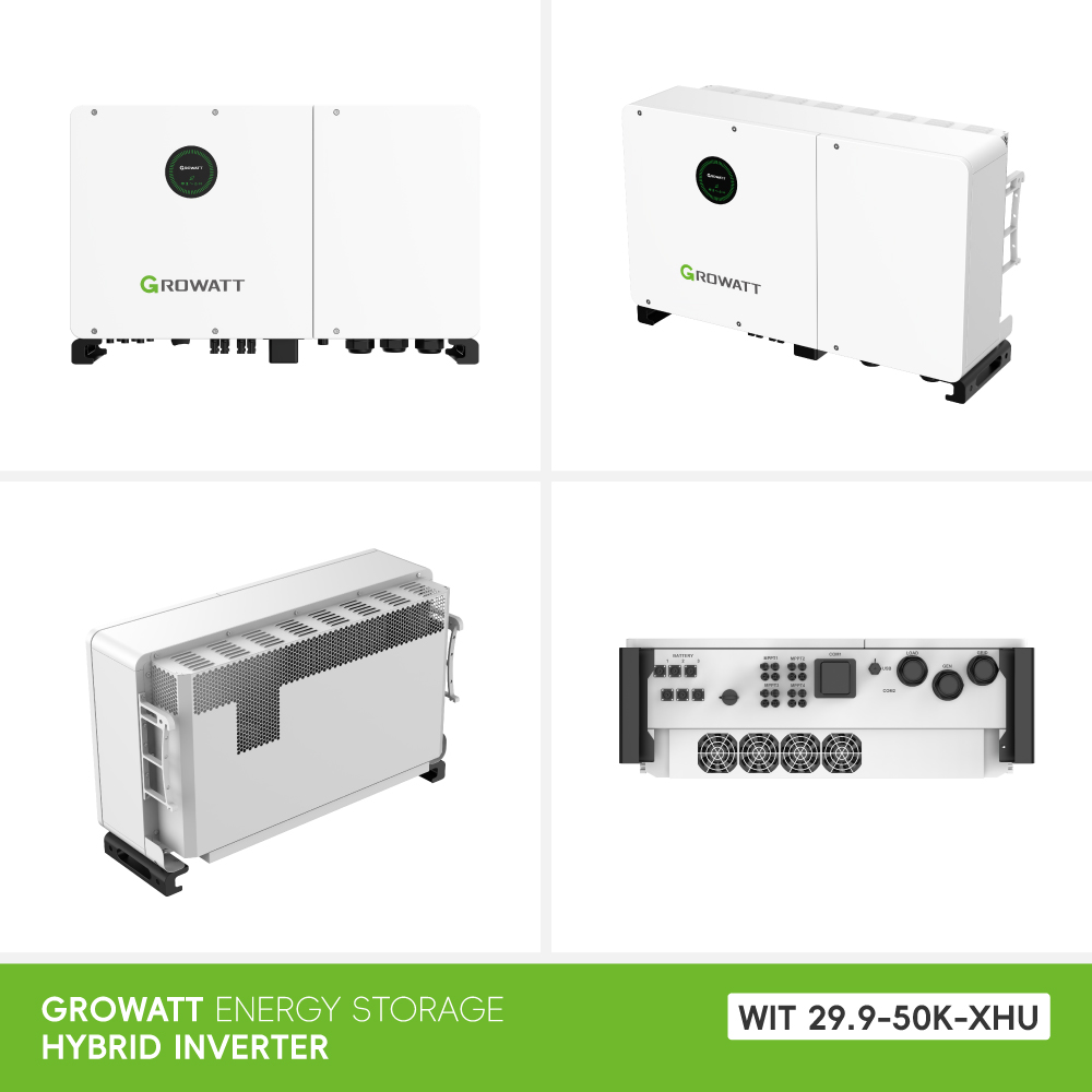 Growatt 30kw Hybrid Solar Energy System 30 Kw 40Kw 50Kw Complete Solar Panel Kit With Battery For Commercial Industrial Use