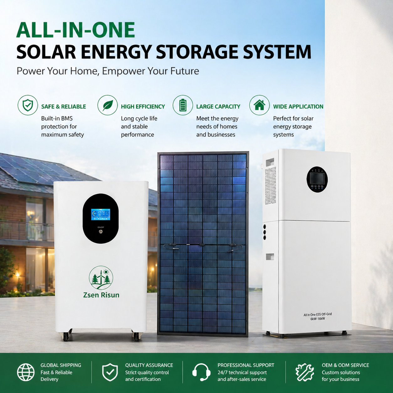 5Kw-30Kw All in One Hybrid Off Grid Home Solar Energy System Kit Complete Solar Panel Power Full Set