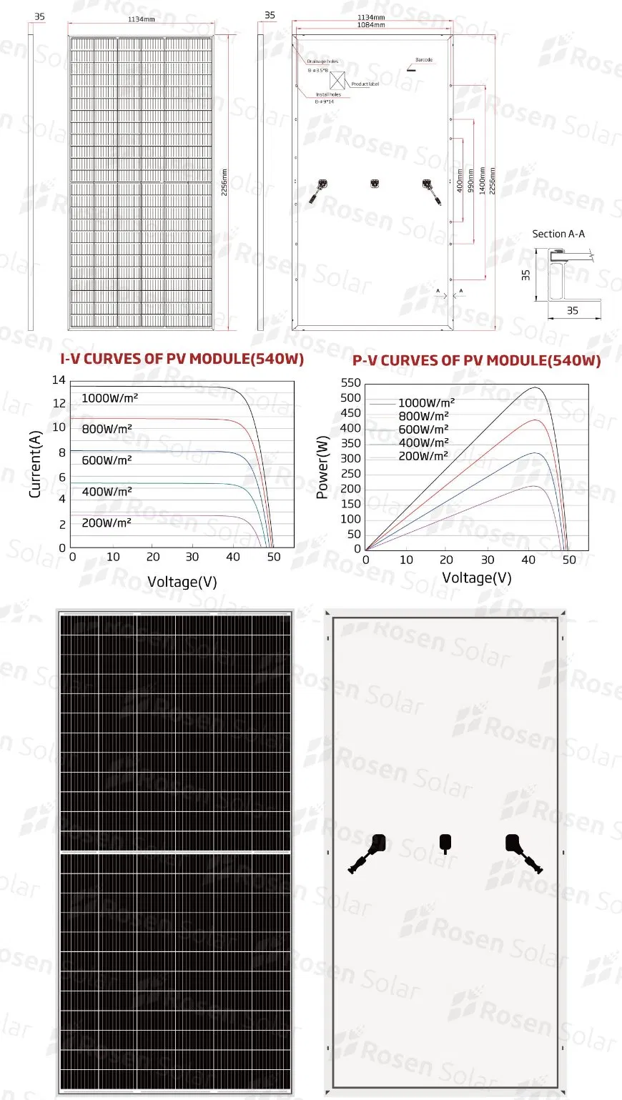 Solar Panel Technical Dimension Drawing