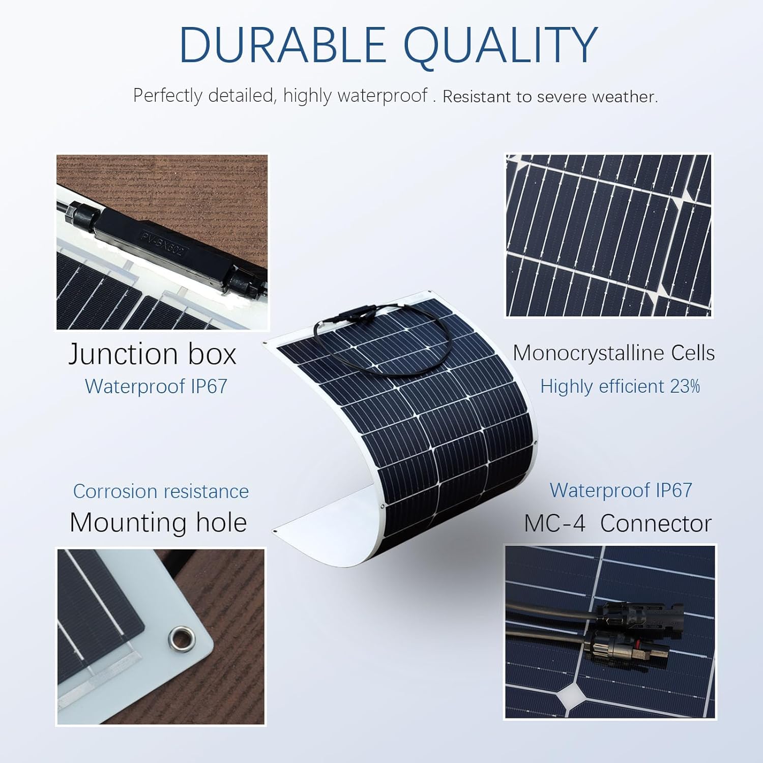 Flexible Solar Panel Semi Flexible Bendable Cell Mono Off Grid Charger Marine RV Cabin Van Car Uneven Surfaces Roof Solar Panels