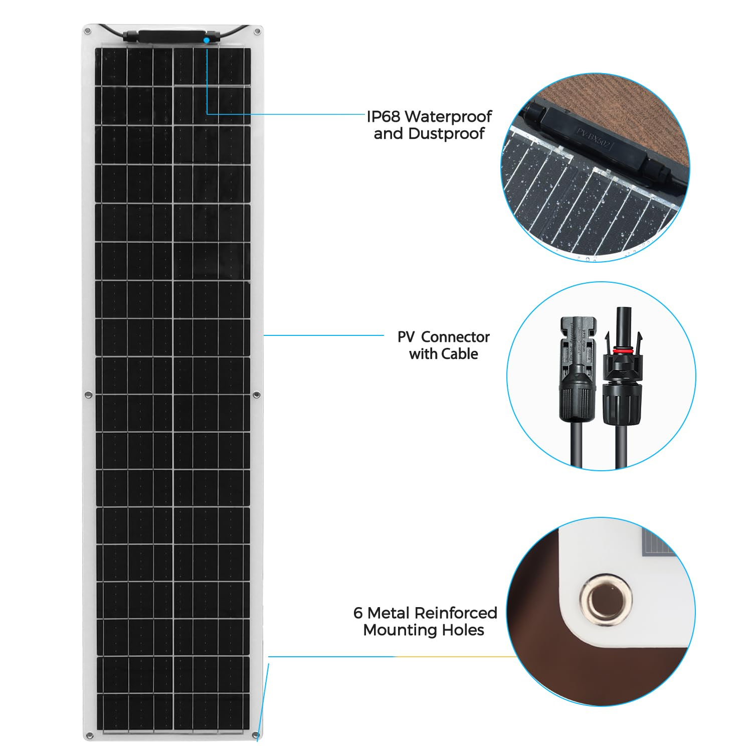 50W Monocrystalline Flexible Solar Panel PV Etfe Solar Flat Roof Tile for Balcony Photovoltaic Panel for Roof for Home Use
