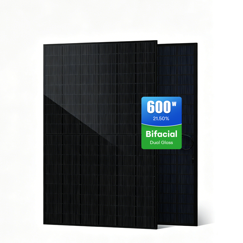 High Energy Performance Double Glass Bifacial N Type Mono Half Cell PV Module Series 600W Solar Panel for Utility Scale